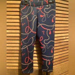 Tyess Blue/Grey Leggings with Chains and Belts Graphics Throughout